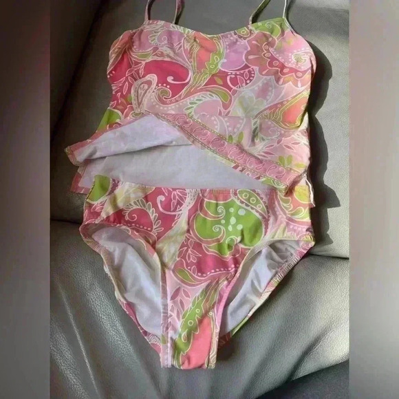 Adorable JANTZEN one piece swimsuit pastel tropical paisley print Pulitzer alike - Picture 2 of 6